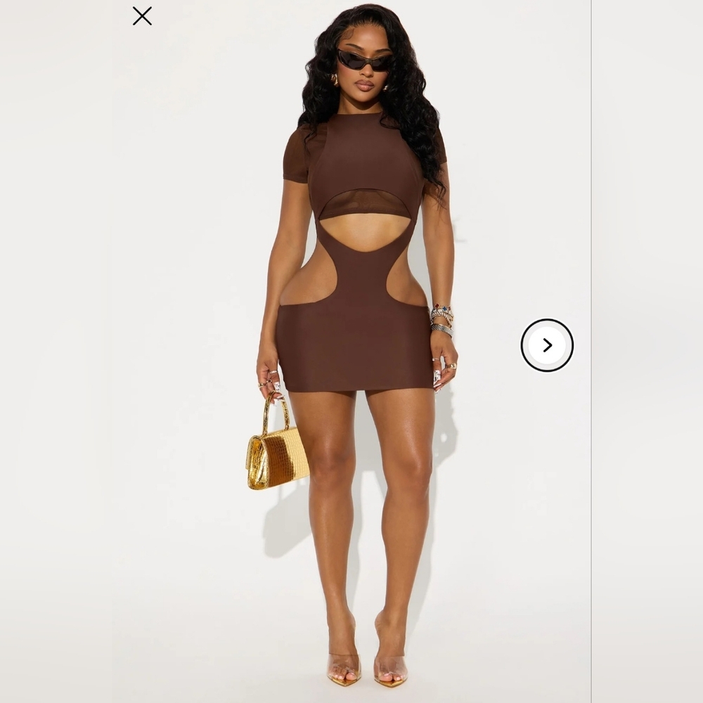 Fashion Nova Womens Anya Chocolate Brown Cutout Bodycon 2 Piece Mini Dress